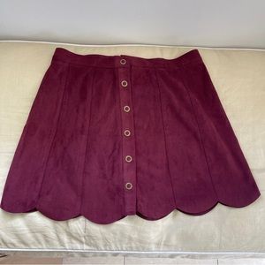 NWT Kendall Kylie Burgundy  Scalloped Edge Mini Skirt Size M